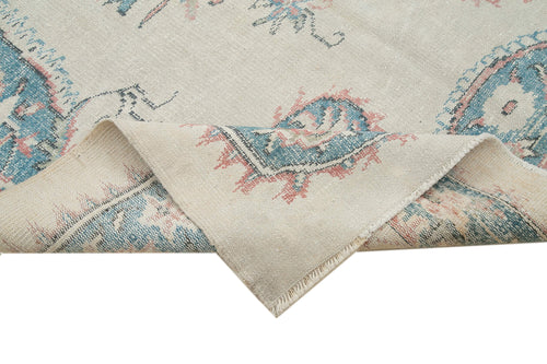 Handmade Area Rug - Checkered Kilim Beige Cotton Wool Vintage Carpet 6'x9'9''