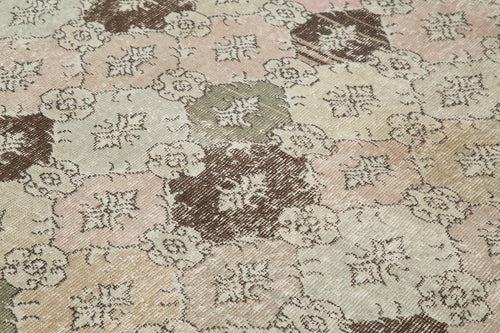 Checkered Kilim White Cotton Wool Handmade Area Rug 5'5'' x 9'1''