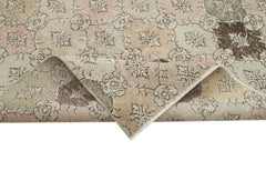 Checkered Kilim White Cotton Wool Handmade Area Rug 5'5'' x 9'1''