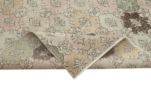 Checkered Kilim White Cotton Wool Handmade Area Rug 5'5'' x 9'1''