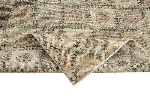 Checkered Kilim White Cotton Wool Handmade Area Rug 6'0'' x 8'8''