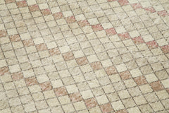 Handmade Area Rug - Checkered Kilim Beige Cotton Wool Durable Turkish Carpet 4'1''x9'2''