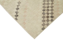 Handmade Area Rug - Checkered Kilim Beige Cotton Wool Rug 4'10''x8'10''