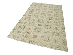 Handmade Area Rug - Checkered Kilim Beige Cotton Wool, Durable Soft Floor Covering 4'10''x8'3''