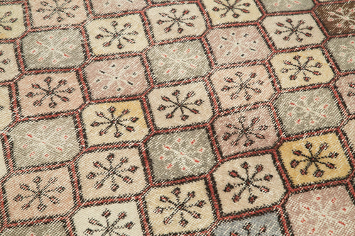 Handmade Area Rug - Checkered Kilim Cotton Wool Rug 5'10" x 9'2" by Agacan