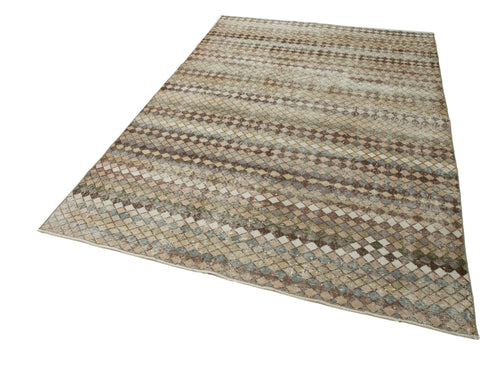 Handmade Area Rug – Checkered Kilim Cotton Wool Rug 5'6''x8'1'' Durable Flat Weave