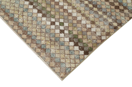 Handmade Area Rug – Checkered Kilim Cotton Wool Rug 5'6''x8'1'' Durable Flat Weave