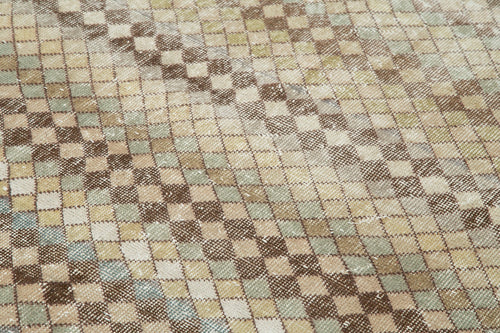 Handmade Area Rug – Checkered Kilim Cotton Wool Rug 5'6''x8'1'' Durable Flat Weave