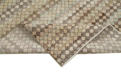 Handmade Area Rug – Checkered Kilim Cotton Wool Rug 5'6''x8'1'' Durable Flat Weave