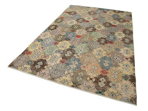 Checkered Kilim White Cotton Wool Handmade Area Rug 5'10'' x 9'7''