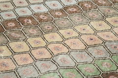 Checkered Runner White Geometric Cotton Wool Handmade Area Rug 4'8'' x 9'10''