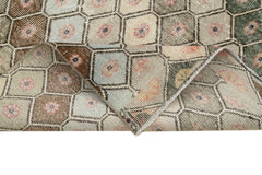 Checkered Runner White Geometric Cotton Wool Handmade Area Rug 4'8'' x 9'10''