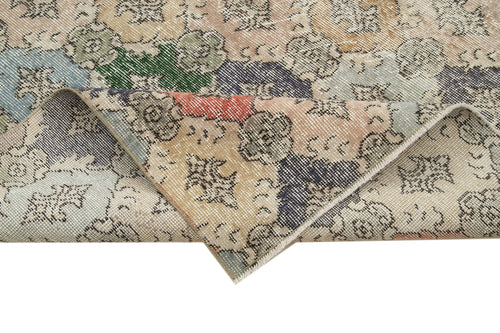 Checkered Kilim White Cotton Wool Handmade Area Rug 5'10'' x 8'11''