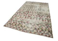 Handmade Area Rug – Checkered Kilim Cotton Wool Vintage Turkish Carpet 5'11''x10'6''
