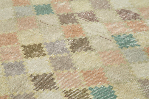 Handmade Area Rug - Checkered Kilim Yellow Cotton Wool Rug 5'0'' x 9'10''