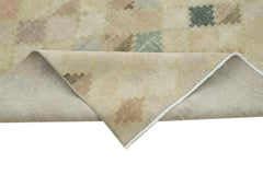 Handmade Area Rug - Checkered Kilim Yellow Cotton Wool Rug 5'0'' x 9'10''