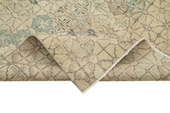 Handmade Area Rug – Checkered Kilim Carpet, Beige Cotton Wool Rug 5'3''x9'1''