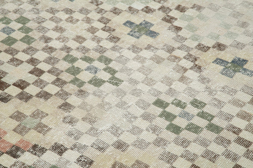 Handmade Area Rug - Checkered Kilim Rug 5'1''x9'8'' | Cotton Wool, Vintage Turkish