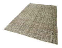 Handmade Area Rug – Brown Checkered Kilim Cotton Wool Woven Carpet 5'11''x9'3''