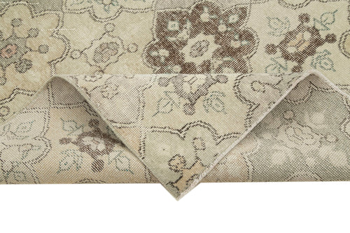 Handmade Area Rug - Checkered Kilim Beige Cotton Wool Rug 5'3" x 9'11"