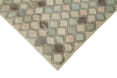 Checkered Kilim Beige Cotton Wool Handmade Area Rug 5'4'' x 9'7''