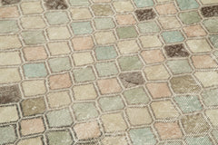 Checkered Kilim Beige Cotton Wool Handmade Area Rug 5'4'' x 9'7''