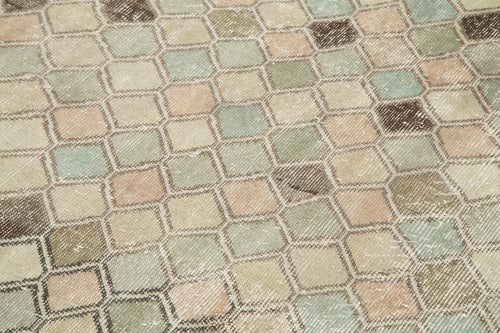 Checkered Kilim Beige Cotton Wool Handmade Area Rug 5'4'' x 9'7''