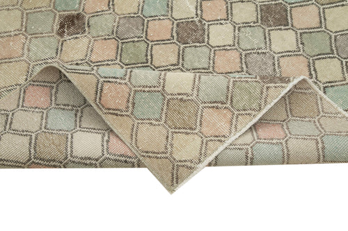 Checkered Kilim Beige Cotton Wool Handmade Area Rug 5'4'' x 9'7''