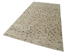 Checkered Kilim Brown Cotton Wool Handmade Area Rug 5'6'' x 10'8''