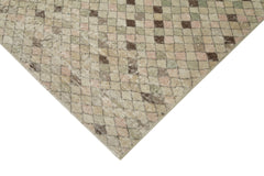 Checkered Kilim Brown Cotton Wool Handmade Area Rug 5'6'' x 10'8''