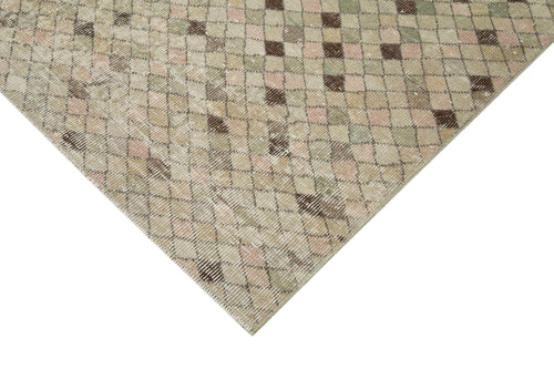 Checkered Kilim Brown Cotton Wool Handmade Area Rug 5'6'' x 10'8''