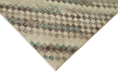 Checkered Kilim Brown Cotton Wool Handmade Area Rug 6'5'' x 9'10''