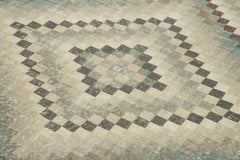 Checkered Kilim Brown Cotton Wool Handmade Area Rug 6'5'' x 9'10''