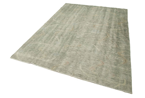 Checkered Kilim Green Cotton Wool Handmade Area Rug 6'0'' x 8'10''