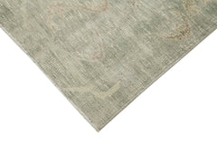 Checkered Kilim Green Cotton Wool Handmade Area Rug 6'0'' x 8'10''