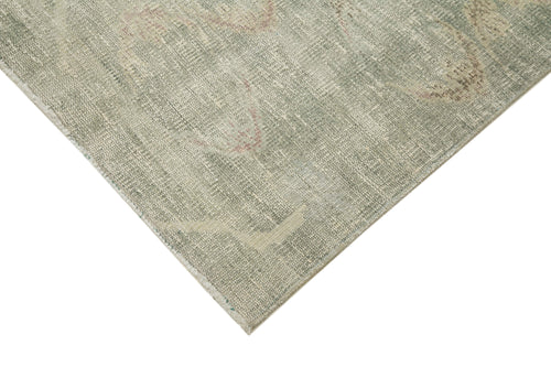 Checkered Kilim Green Cotton Wool Handmade Area Rug 6'0'' x 8'10''