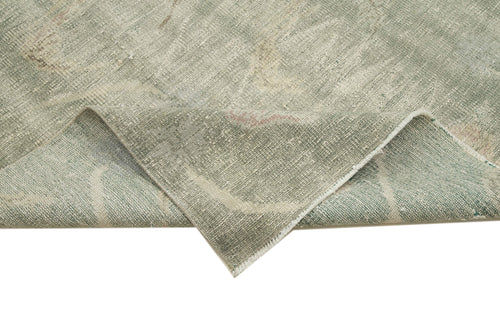 Checkered Kilim Green Cotton Wool Handmade Area Rug 6'0'' x 8'10''