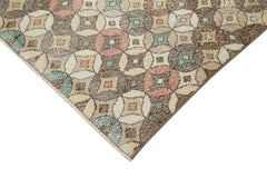 Checkered Kilim Brown Cotton Wool Handmade Area Rug 4'10'' x 9'2''