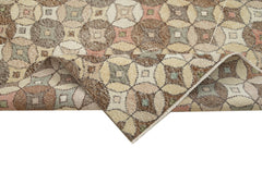 Checkered Kilim Brown Cotton Wool Handmade Area Rug 4'10'' x 9'2''