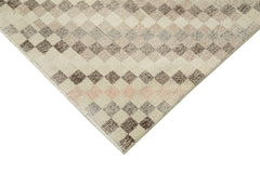Handmade Area Rug – Checkered Kilim Beige Cotton Wool Rug 5'10''x10'0''
