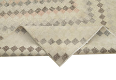 Handmade Area Rug – Checkered Kilim Beige Cotton Wool Rug 5'10''x10'0''