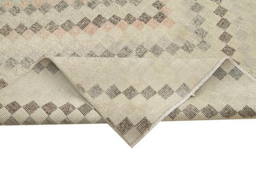 Handmade Area Rug – Checkered Kilim Beige Cotton Wool Rug 5'10''x10'0''
