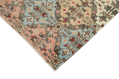 Checkered Kilim White Cotton Wool Handmade Area Rug 4'6'' x 9'4''