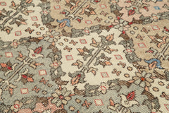 Checkered Kilim White Cotton Wool Handmade Area Rug 4'6'' x 9'4''