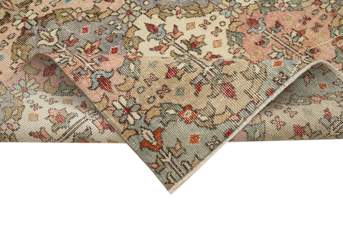 Checkered Kilim White Cotton Wool Handmade Area Rug 4'6'' x 9'4''