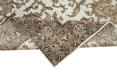 Handmade Area Rug - Brown Checkered Kilim Cotton Wool Vintage Turkish Carpet 6'8"x9'6"