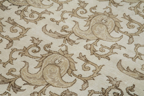 Checkered Kilim Brown Cotton Wool Handmade Area Rug 6'9'' x 9'8''