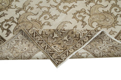 Checkered Kilim Brown Cotton Wool Handmade Area Rug 6'9'' x 9'8''