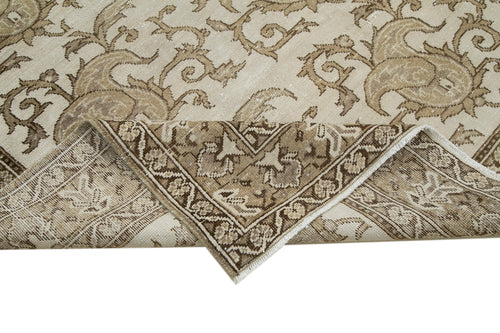 Checkered Kilim Brown Cotton Wool Handmade Area Rug 6'9'' x 9'8''