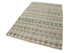 Handmade Area Rug – Checkered Kilim Turkish Wool Carpet 4'7"x7'2" Durable Cotton Rug